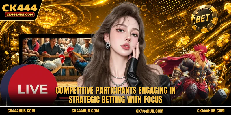 Competitive participants engaging in strategic betting with focus