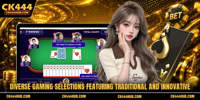 Diverse gaming selections featuring traditional and innovative
