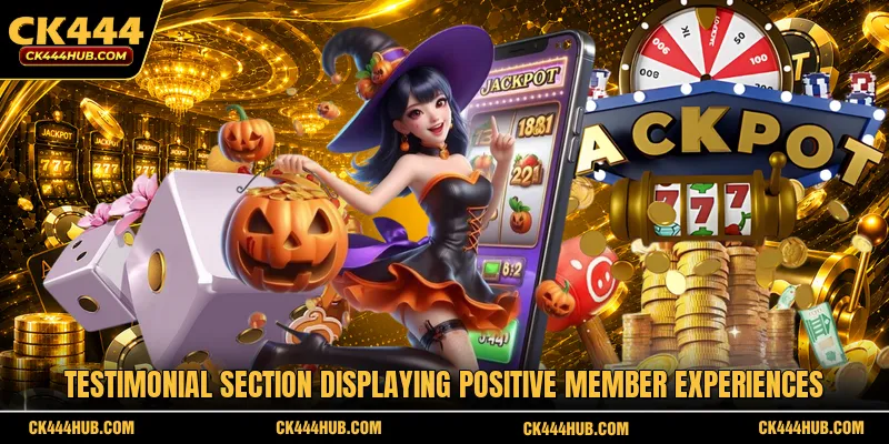 Testimonial section displaying positive member experiences
